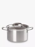 Le Creuset 3-Ply Stainless Steel Deep Casserole & Lid, 20cm