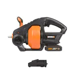 WORX 18V(20V MAX) Furets Déboucheurs Canalisations sans Fil WX891, 7,6M Tarière de Vidange Adapté 19-76mm Tuyaux de Dragage pour Drain Automatique avec Tuyaux S&L Lumière LED