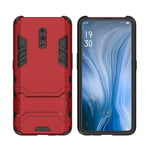 Mipcase Rugged Protective Back Cover for Oppo Reno, Multifunctional Trible Layer Phone Case Slim Cover Rigid PC Shell + soft Rubber TPU Bumper + Elastic Air Bag with Invisible Support (Red)