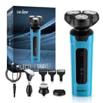 SEJOY 5in1 Electric Shaver Mens Rotary Razor Rechargeable Wet Dry Beard Trimmers