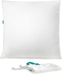 Kudde, 80 x 80 cm, fyllning 1500 g, mjukt överdrag i borstat polyestertyg, kudde, maskintvättbar i 60°, med förvaringsväska, Cloud White