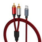 USB Type C till 2 RCA-ljudkabel Typ-C RCA-kabel, USB-C-ljudkabel för hemmabioförstärkare DVD TV {FW} Red