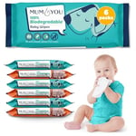 Mum & You Baby Wipes Multipack - 336 Biodegradable Wet Wipes (6 Packs) | 99.4% Water Wipes for Sensitive Newborn Skin | Baby Wipes Bulk, Bum Wipes, Wet Tissue, Eco-Friendly wet wipes baby