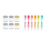 Kilner Kids 110 Millilitre Set of 6 Glass Jars & Munchkin Soft Tip Toddler & Baby Spoons, Baby Weaning Spoons Set with Ergonomic Handles