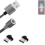 Magnetic charging cable for Infinix Note 12 Pro 5G with USB type C and Micro-USB