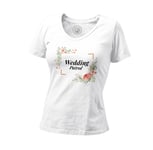 T-Shirt Femme Col V Wedding Patrol Mariage Fiancée Cadre Floral