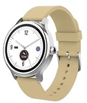 SMARTY2.0 - Smartwatch SW063C - Couleur Beige - Assistant Vocal, Appels Bluetooth, 22 Modes Sports, Moniteur de Fréquence Cardiaque - Bracelet en Silicone, Beige, Standard, Moderne