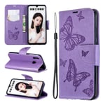 Butterfly läder Huawei P Smart 2019 fodral - Lila