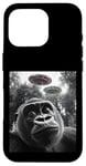 Coque pour iPhone 16 Pro Gorilla Selfie avec Alien OVNI pour hommes, femmes, garçons, filles, enfants