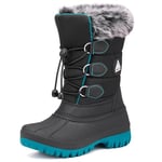 Mishansha Botte Enfant Neige Bottes Hiver Fille Imperméable Chaussure Garçon Neige Fourrées Chaudes Bottine de Neige Antidérapantes Boots Neige Noir Bleu,Gr.35