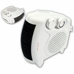 White Small Portable 2Kw 2000W Electric Flat Floor & Upright Tall Fan Heater