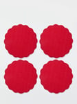 John Lewis Scallop Felt Placemat & Coaster, Set of 4, Red