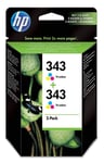 HP 343 CB332EE pack de 2, cartouches d'encre d'origine, imprimantes HP DeskJet, OfficeJet, PSC, Photosmart, trois couleurs (cyan,