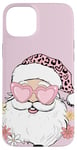 iPhone 15 Plus Cute Pink Santa Claus Face Christmas And Heart Glasses Love Case