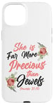 iPhone 15 Plus Christian Bible Verse Quote Rose Flower Proverbs 31:10 Case