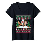 Womens Santa Riding Coyote Boys Girls Kids Ugly Christmas V-Neck T-Shirt