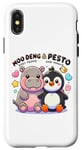 Coque pour iPhone X/XS Moo Deng Et Le Bébé Hippopotame Au Pesto Bébé Pingouin