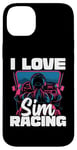 Coque pour iPhone 14 Plus Cute Video Gamer For Women - I Love Sim Racing