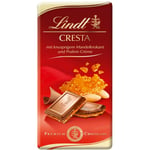 LINDT CRESTA MILK CHOCOLATE BAR (100g) Hazelnut Cream & Almond Brittle Lindor