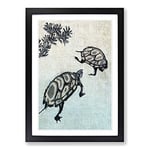 Big Box Art Kame Turtles by Ando Hiroshige Framed Wall Art Picture Print Ready to Hang, Black A2 (62 x 45 cm)