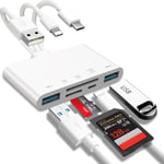 Lecteur De Carte Mémoire 5En1, Adaptateur Otg Pour Iphone/Ipad, Appareils Usb C Et Usb A Avec Emplacements Pour Carte Micro Sd Et Sd, Prend En Charge Sdhc/Sdxc