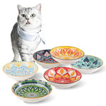 Gamelle Chat Ceramique Bol Chaton - Lot de 6 Gamelles pour Chats Porcelaine en Couleur - 250ml Petit Assiette Chat - Plat Nourriture Chat - Set Ecuelle Chatons - Micro-Ondes et Lave-Vaisselle - 14 cm