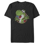 Nintendo Men's Super Mario Yoshi Color Fade Circle Logo T-Shirt, Black, Medium