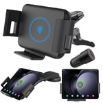 DearHot 15W Qi Wireless Car Charger Mount Holder Compatible for Samsung Galaxy Z Fold4 Fold3 Z Fold2 Fold S23 Ultra Google Pixel 7 Pro iPhone 14 Pro Max 4.3in-6.9in Phone Auto Clamp Fast Car Charger
