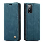 QLTYPRI Case for Samsung Galaxy S20 FE 5G, Vintage PU Leather Wallet Case Card Slot Kickstand Magnetic Closure Shockproof Flip Folio Case Cover for Samsung Galaxy S20 FE 5G - Blue