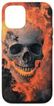 Coque pour iPhone 12/12 Pro Crâne de feu en métal enveloppé de flammes fumées