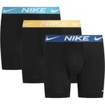 Nike Boxer Brief 3Pk Underwear en Dri-Fit Essential Micro Lot de 3 Boxers Homme - 0000KE1157, Black-Laser Orange/Dusty Ccts/CRT Blue, XS