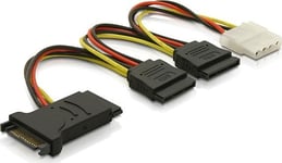 DELOCK Y-strömadapter för 15-pin SATA-ström & 4-pin, för 3xSATA, 1xIDE, 15 cm