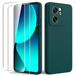 Byvuwiay Coque pour Xiaomi 13T/13T Pro 5G, avec 2 Verre Trempé écran Protecteur, Etui Housse TPU Mince Souple Antichoc Case pour Xiaomi 13T/13T Pro 5G, Vert foncé