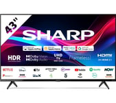 SHARP 2T-C43GD2725K Roku TV  Smart HD Ready HDR LED TV, Black