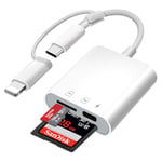 Lecteur de Carte SD pour iPhone iPad - 3 en 1 USB C Lecteur de Carte SD pour Micro SD/SD - Adaptateur de Carte mémoire Photographie, pour iPhone 15/16, Galaxy S24/S23, Huawei, Xiaomi