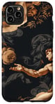 Coque pour iPhone 11 Pro Max Noir Art Déco Floral Michel-Ange Création Of Adam Sixtine