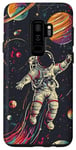 Coque pour Galaxy S9+ Astronaut Travelling Space Planets Phone Cover