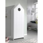 Bibliothèque armoire 1 porte chambre enfant esprit maison de plage ALIX blanc Taille unique