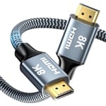 CABNEER Câble HDMI 2.1 8K 12m, 48Gbps Haute Vitesse Câble HDMI Tressé, 8K@60Hz, 4K@120Hz/144Hz, Supporte pour Dolby Vision, eARC, HDCP 2.2/2.3, HDR, Compatible pour HDTV Moniteur et Plus