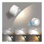 Coollamp LED Wall Light, Wall Lamp with 3 Color Modes 3 Brightness Levels 360°Rotate Magnetic Ball Touch Control, Indoor Wall Lights Battery Wall Light for Bedroom Reading Living Room-1Pack