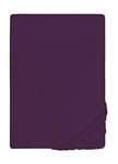 biberna 0077144 Drap housse jersey fin (hauteur du matelas max.22 cm), coton peigné, ultra doux 1x 180x200 cm - 200x200 cm, violet foncé