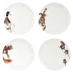 Wrendale Coupe Plate 10.5" - Assorted set of 4, White