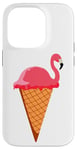 Coque pour iPhone 14 Pro Glace Gaufrier Boule de glace Flamant rose