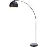 Lampadaire Arquer arc lampe de salon abat-jour pied marbre noir Teamson Home VN-L00013-EU - Noir