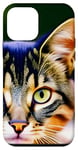 Coque pour iPhone 12 mini Visage De Chat Tabby Moustaches Oeil Vert Photo Gros Plan