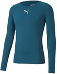 Puma Liga Baselayer Mens Training Top Green Long Sleeve Gym Compression Excerise