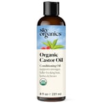 Sky Organics - Organic Castor Oil - Volumizing Hair Oil - Pure Castor Oil for Face, Hair & Scalp - Cold Pressed - Natural Conditioner - Omega Fatty Acids, Vegan - Beauty, Hair Care, & Self Care - 8oz