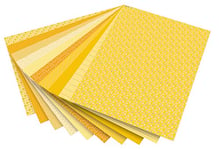 folia 46109 - Lot de 10 Feuilles de Carton à Motif Basiques - Jaune - 50 x 70 cm, 270 g/m² - 10 Feuilles - Base pour de Nombreux travaux manuels et idées