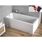 Otitec - Baignoire rectangulaire Blanc - modern - 170x70 - avec Tablier - Repose Tête offert - Blanc