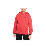 NIKE FD3291-672 B NSW TECH FLC PO HOODIE Sweatshirt Boy's LT UNIV RED HTR/BLACK Size M